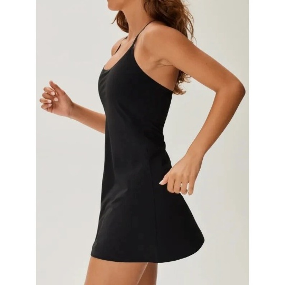 Outdoor Voices The Exercise Dress Black Racerback Built-In Shorts | Size S